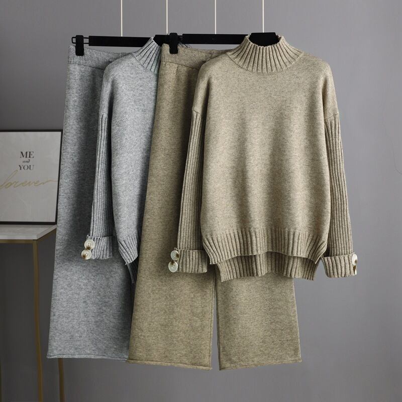 【set】ニットセーター×ワイドパンツセット　M28712