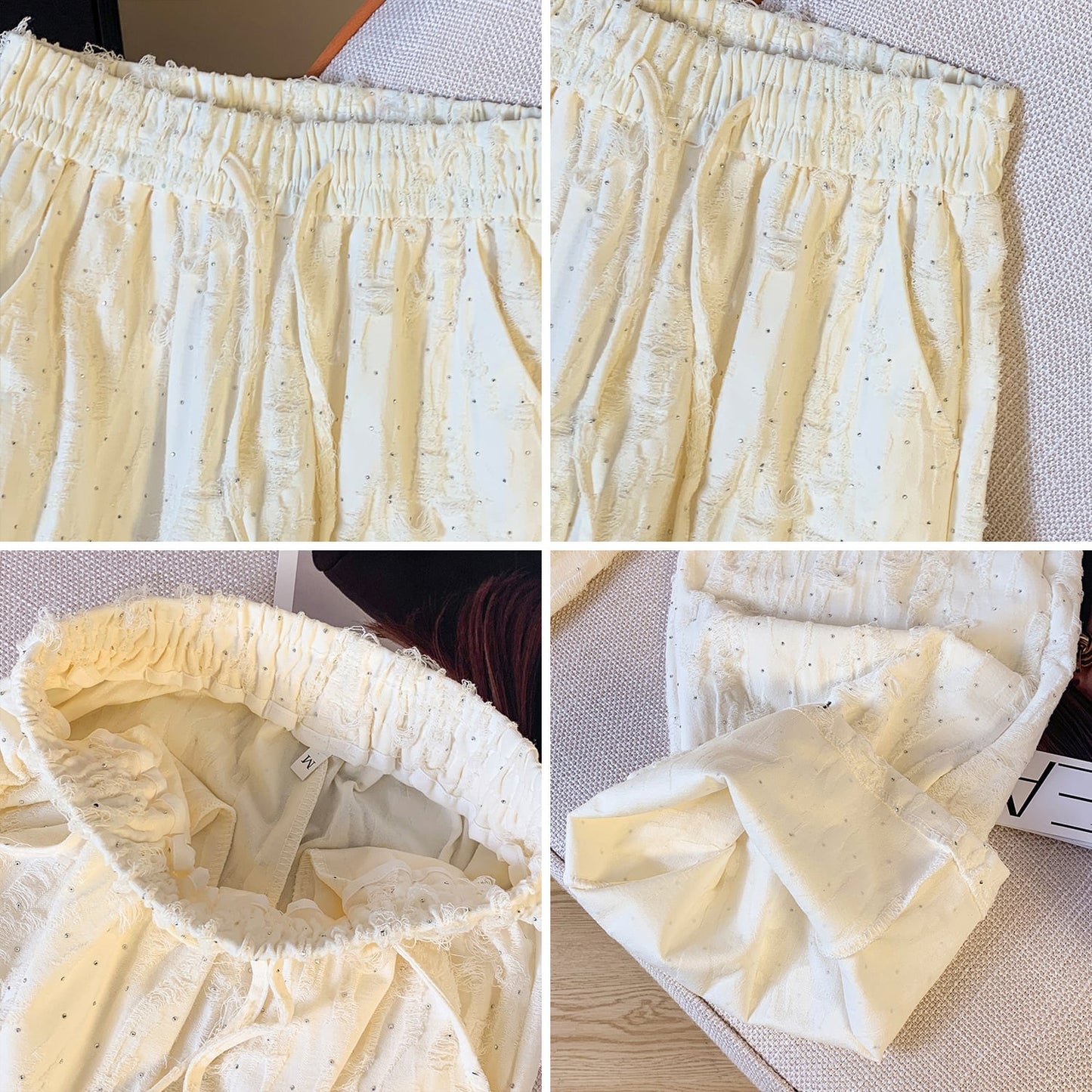 【bottoms】キラキラダメージガウチョパンツF7488