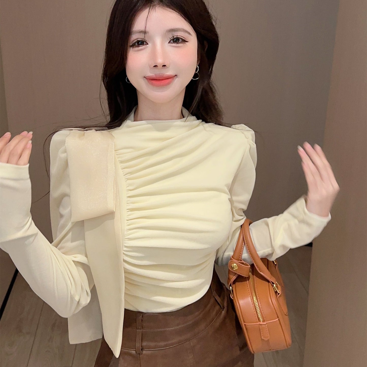【tops】ギャザーリボン付きトップス　M28567