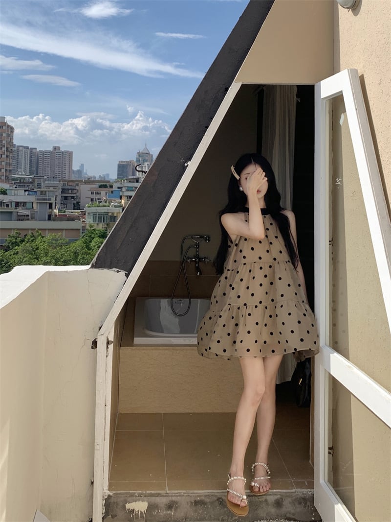 【dress】ノースリーブドット柄ワンピース　M24615