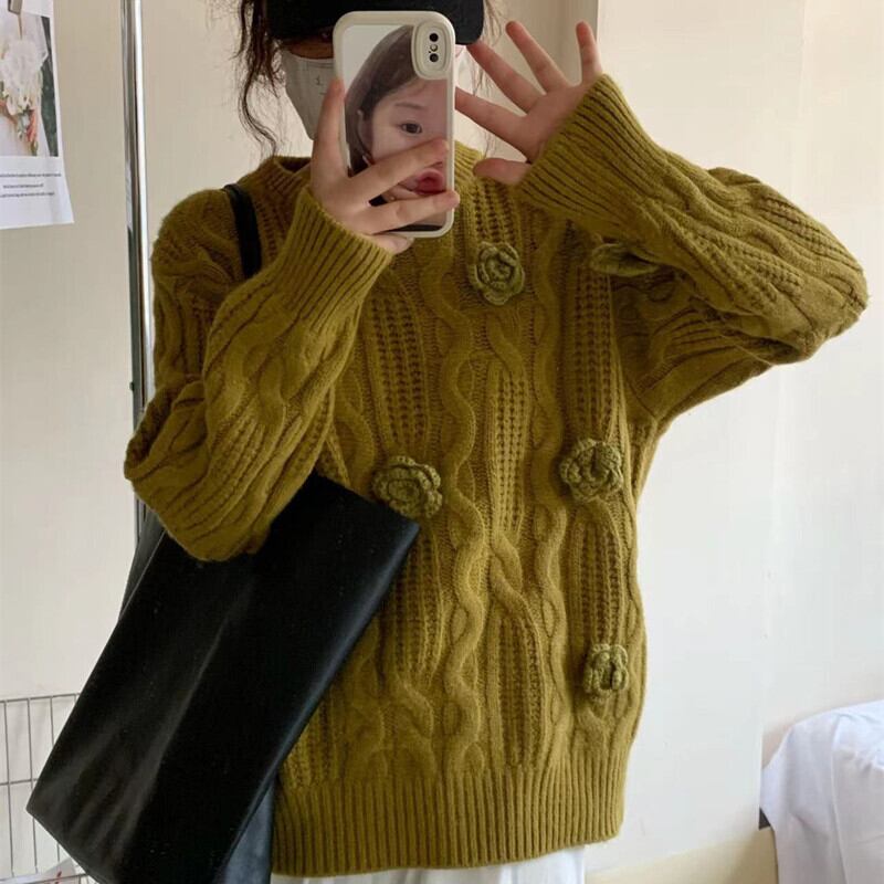 【tops】クルーネックニットセーター　M19144