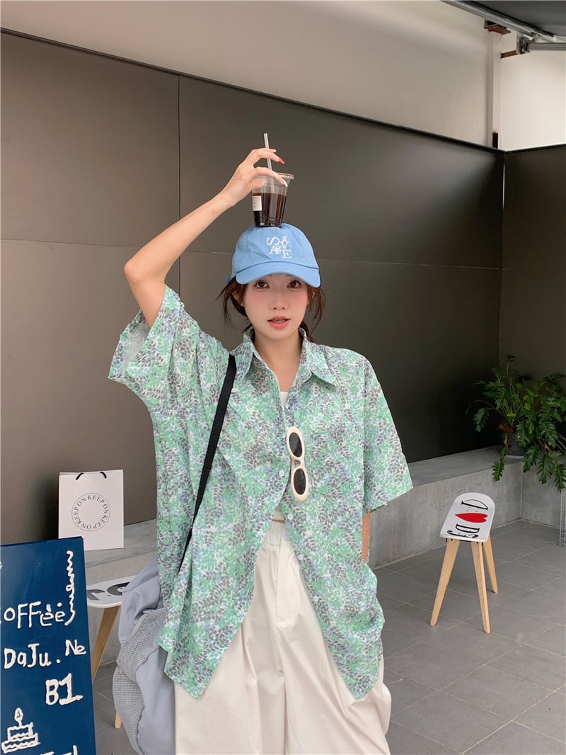 【tops】花柄シャツトップス　M25174