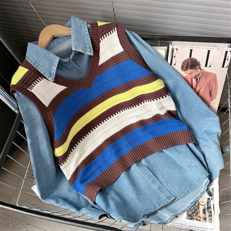 【tops】ニットドッキングシャツトップス　M18716