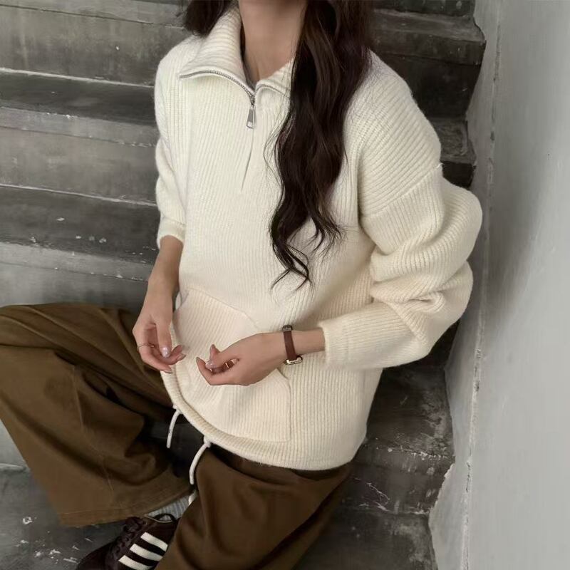 【tops】ポケット付きニットトップス Q7173
