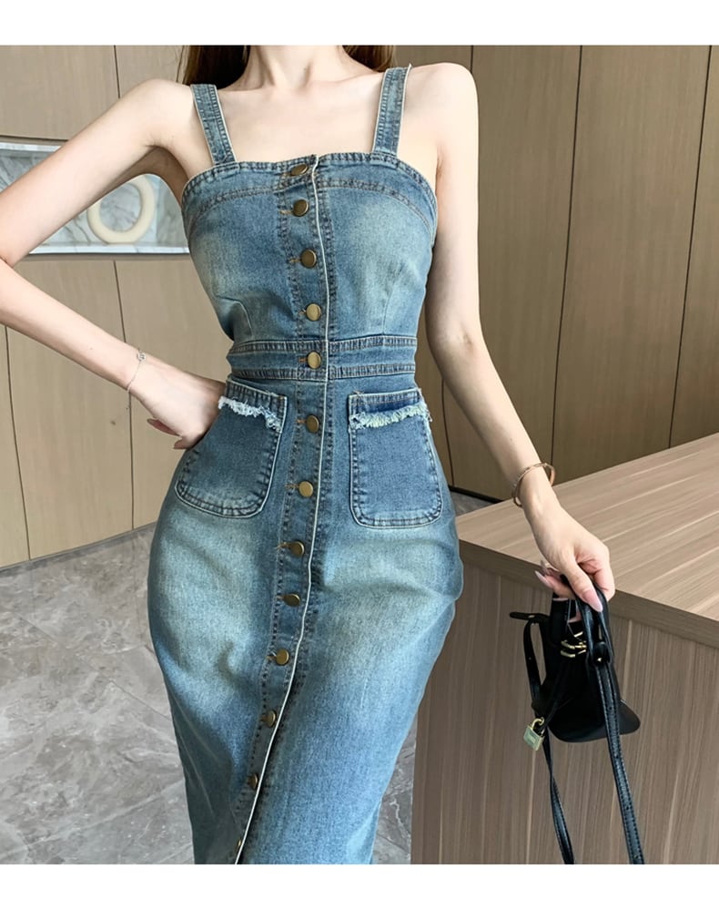 【dress】デニムサロペットワンピース　M24636