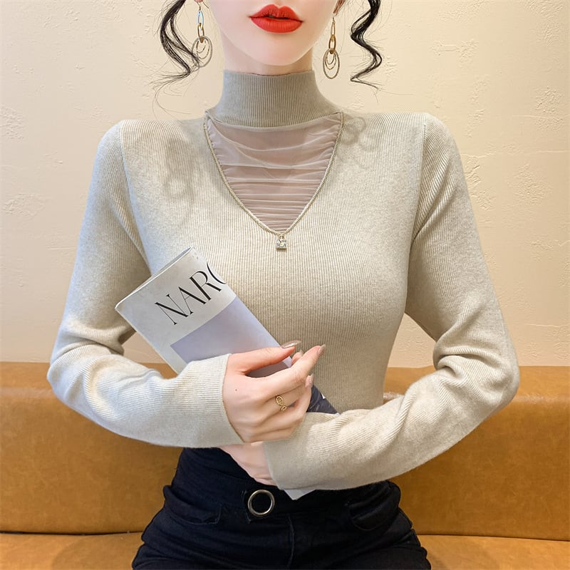 【tops】チュールドッキングニットトップス　M27626