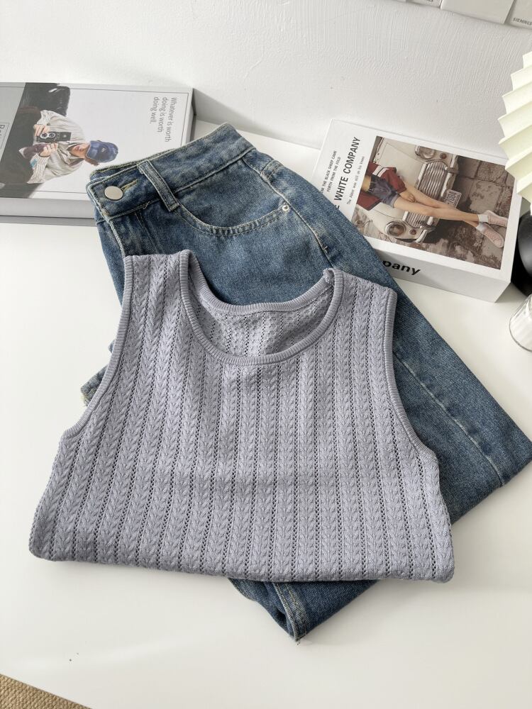 【tops】ニットノースリーブトップス　M29941