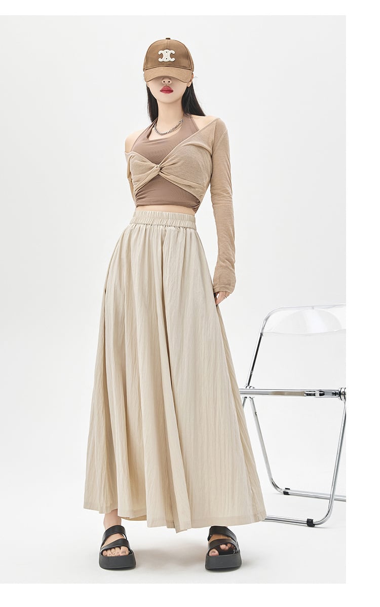 【bottoms】3色ウエストゴムガウチョパンツF7490