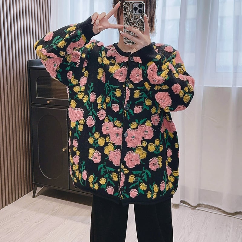 【outer】刺繍ニットカーデ　M25879