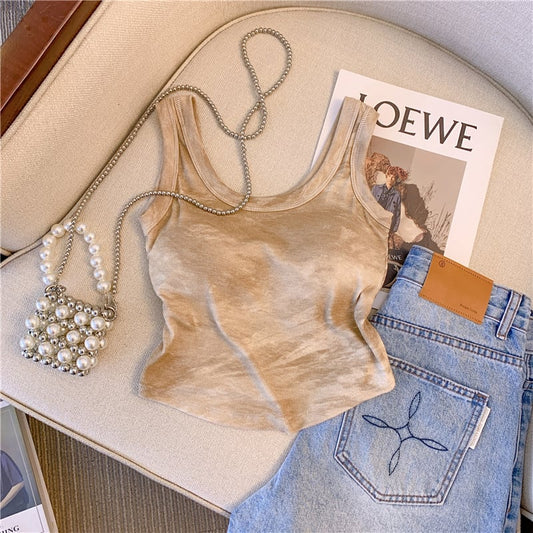 【tops】3色UネックタンクトップF7482