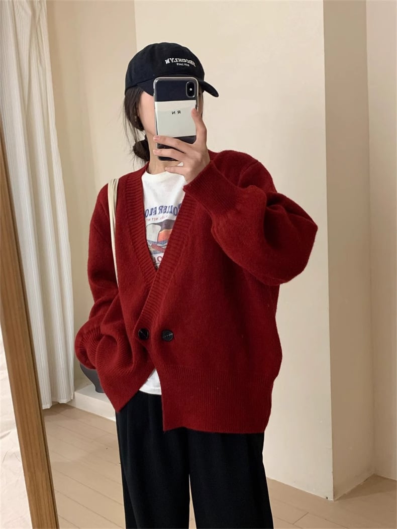 【outer】Vネックニットカーデ　M25974
