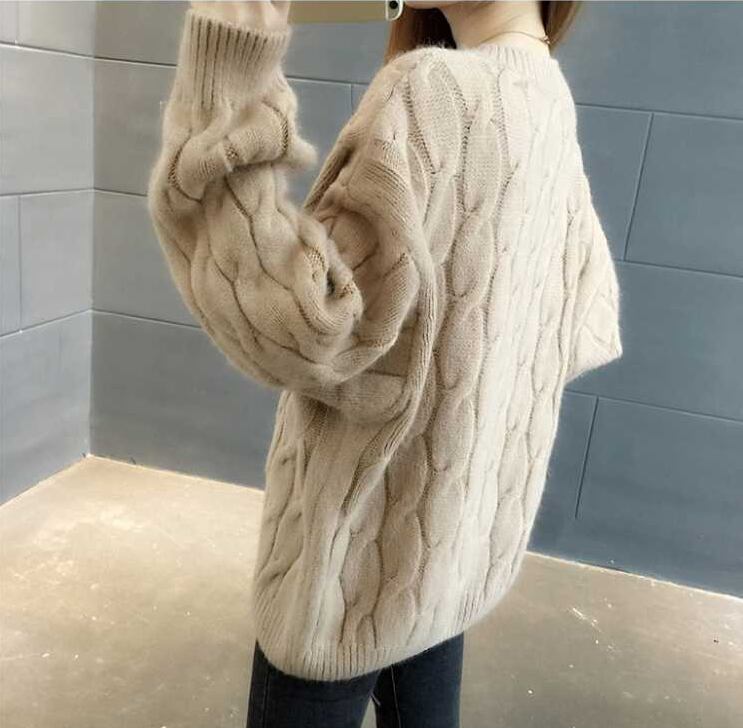 【tops】女性力を高める〜ラウンドネック長袖スウィートファッションニットセーターW0374