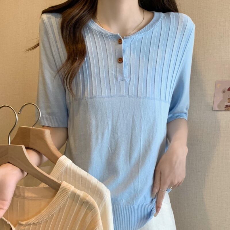 【tops】ニット薄手TシャツG21071