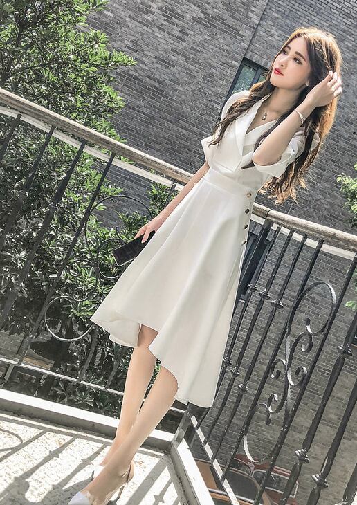 【dress】シンプル気質満点ファッションスウィート不規則着痩せワンピース G0176