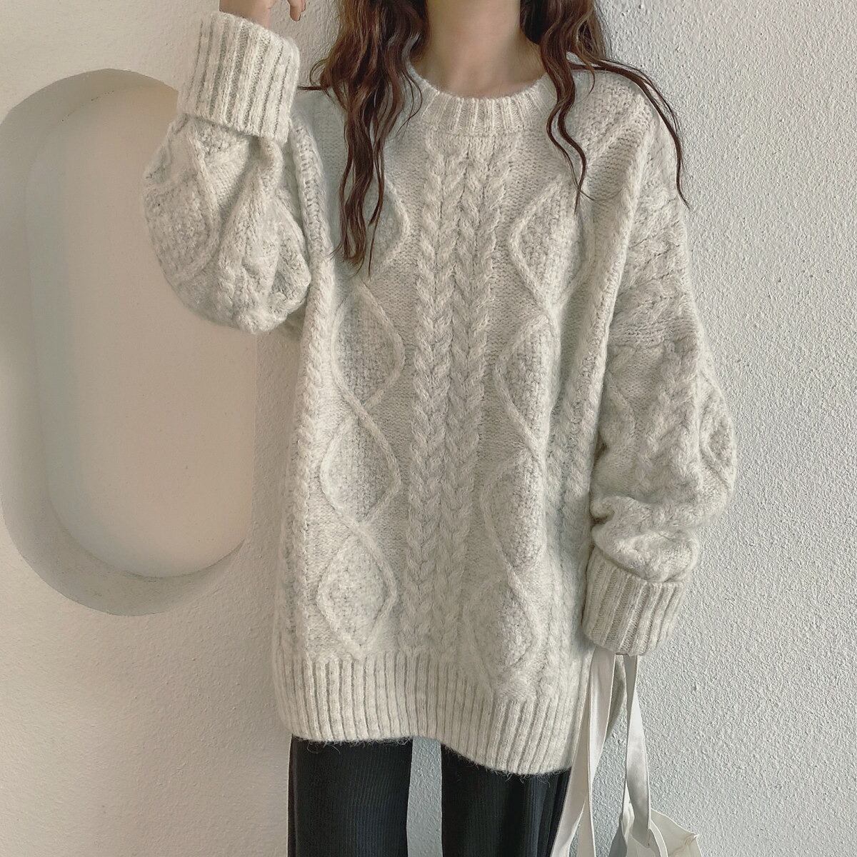 【tops】クルーネックニットセーター　M19014