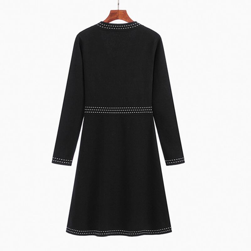 【dress】Vネックニットワンピース Q6810