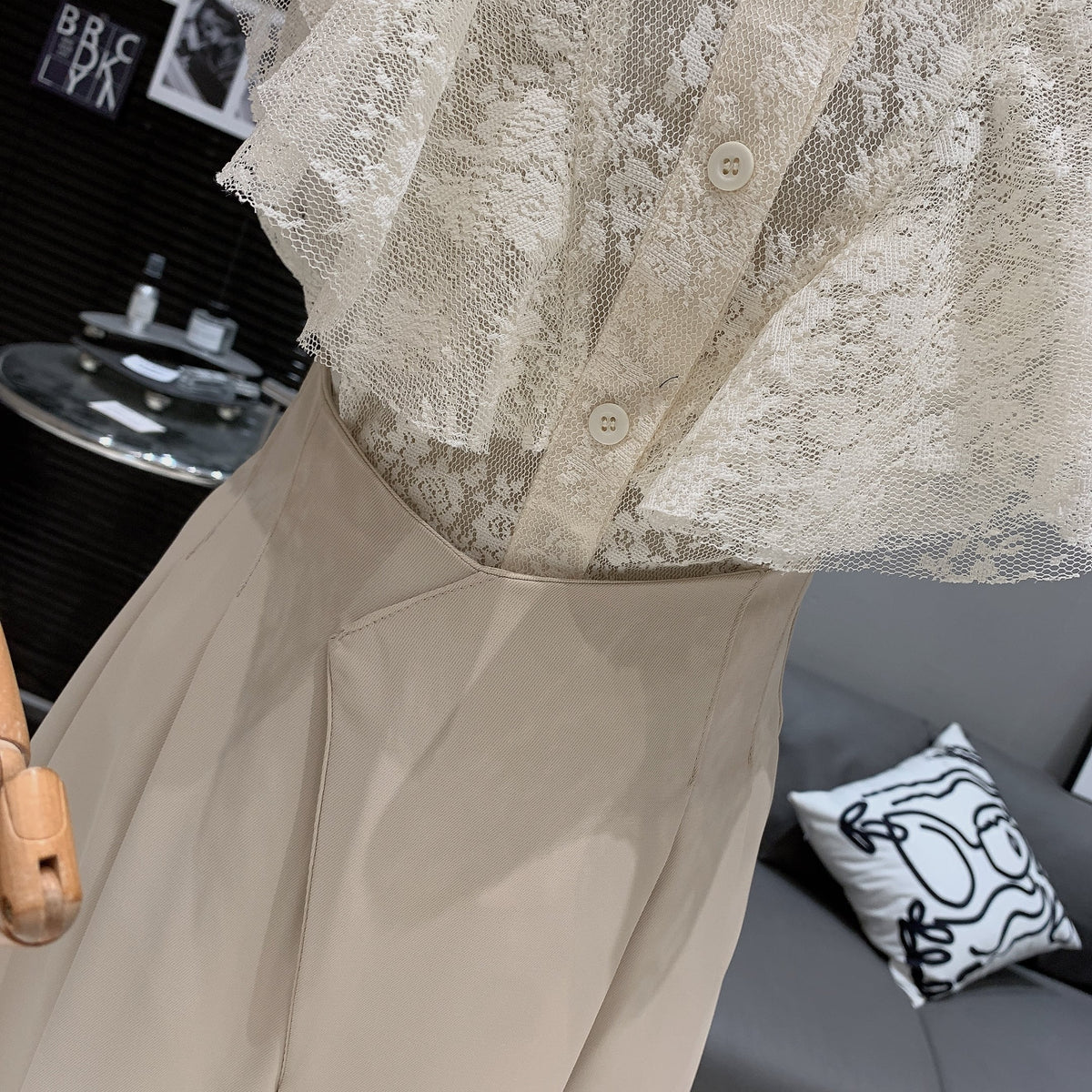 【set】フリルブラウス×ワイドパンツセット　M25019