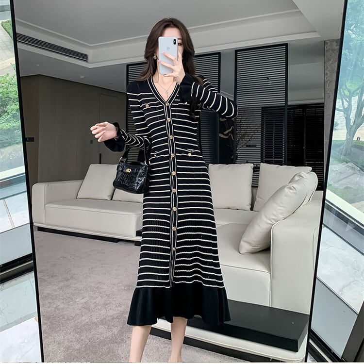 【dress】Vネックニットワンピース　M26334