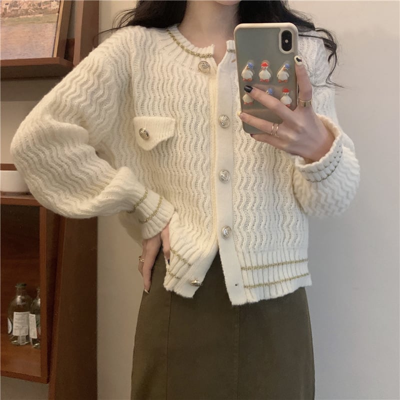 【outer】クルーネックニットカーデ　M26153