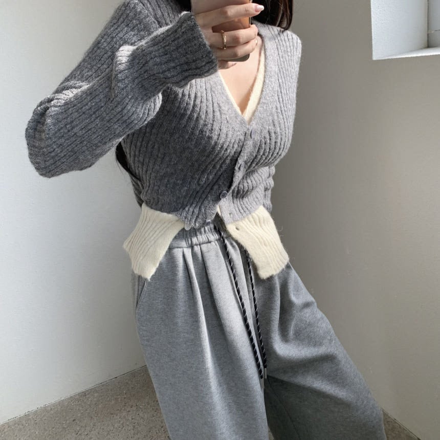 【outer】配色切り替えニットカーデ　M28679