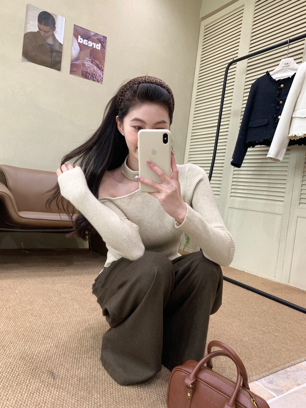 【tops】ワンショルハイネックニットトップス　N2931