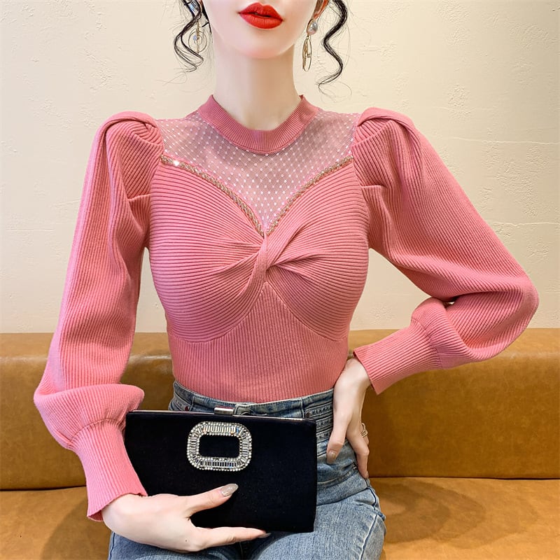 【tops】ビジュードッキングニットトップス　M27771