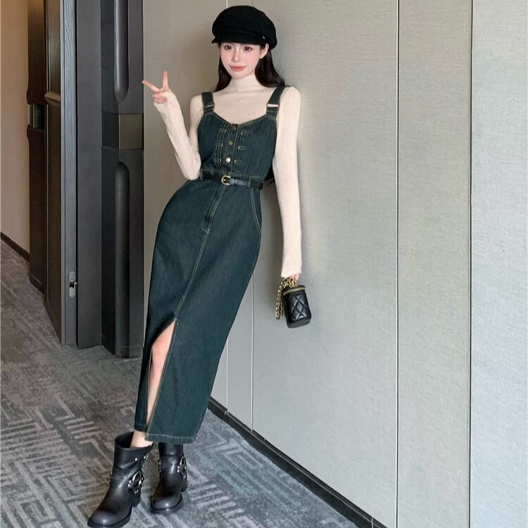 【dress】サロペットデニムワンピース　M27988