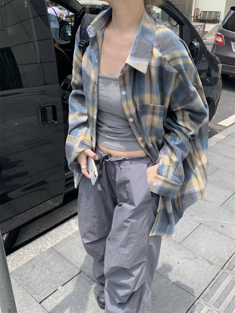 【tops】チェック柄シャツトップス　M25664