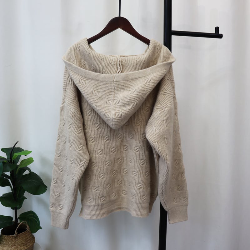 【outer】フード付きニットカーデ　M26133