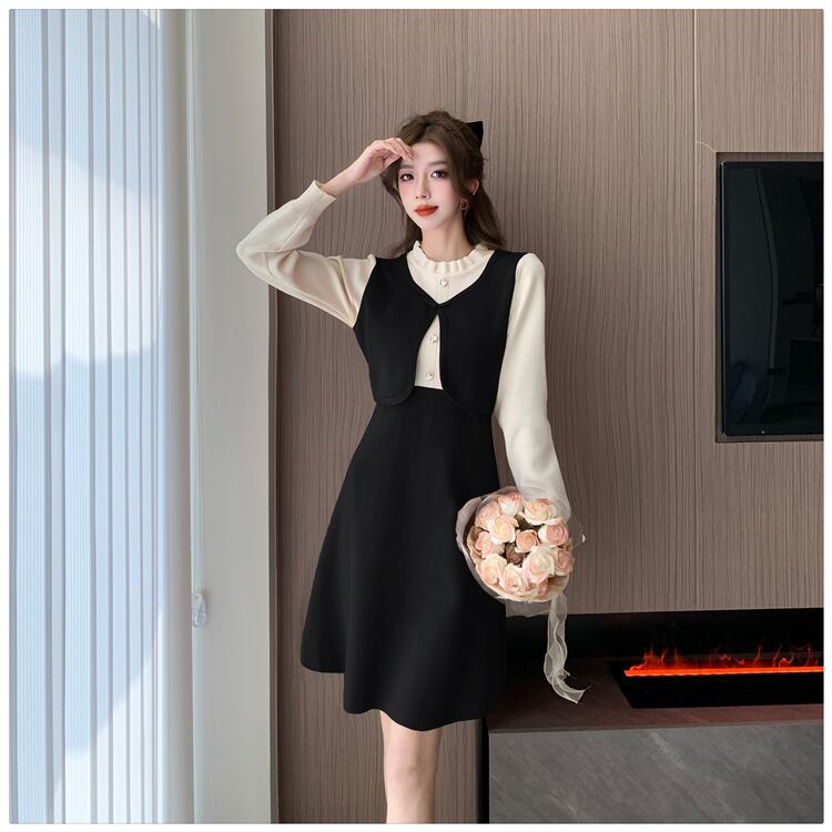 【dress】ドッキングニットワンピース　M18711