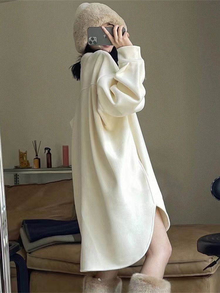 【dress】秋冬厚手パーカーワンピースG24077