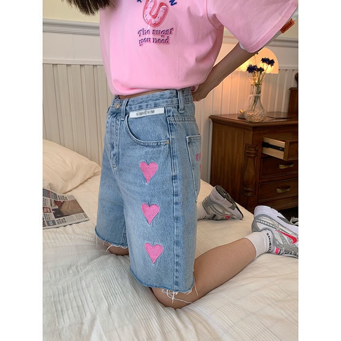 【bottoms】ハートデニムショートパンツG21294