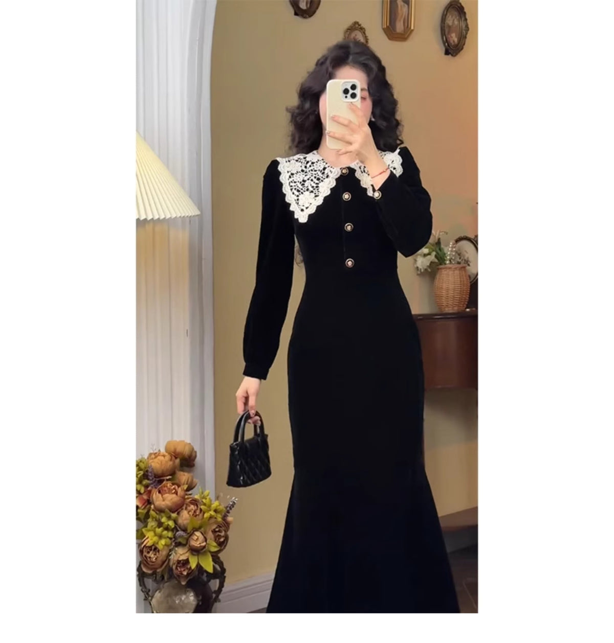 【dress】レースカラーマーメイドデートワンピース　N2915