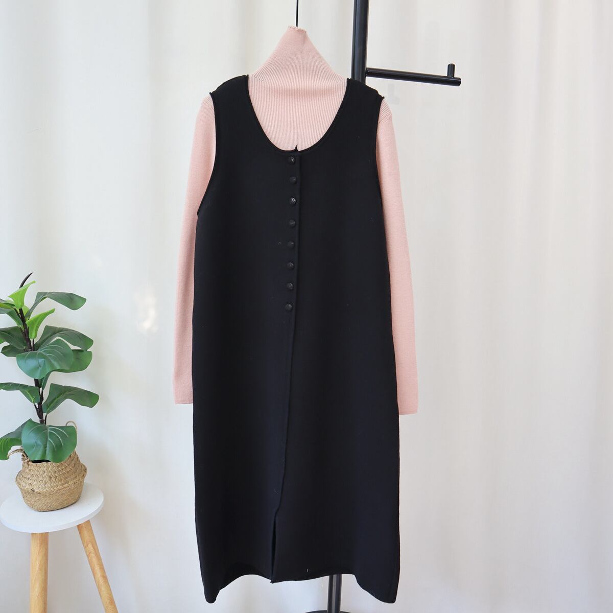 【set】ハイネックニットトップス×ベストワンピースセット　N2264