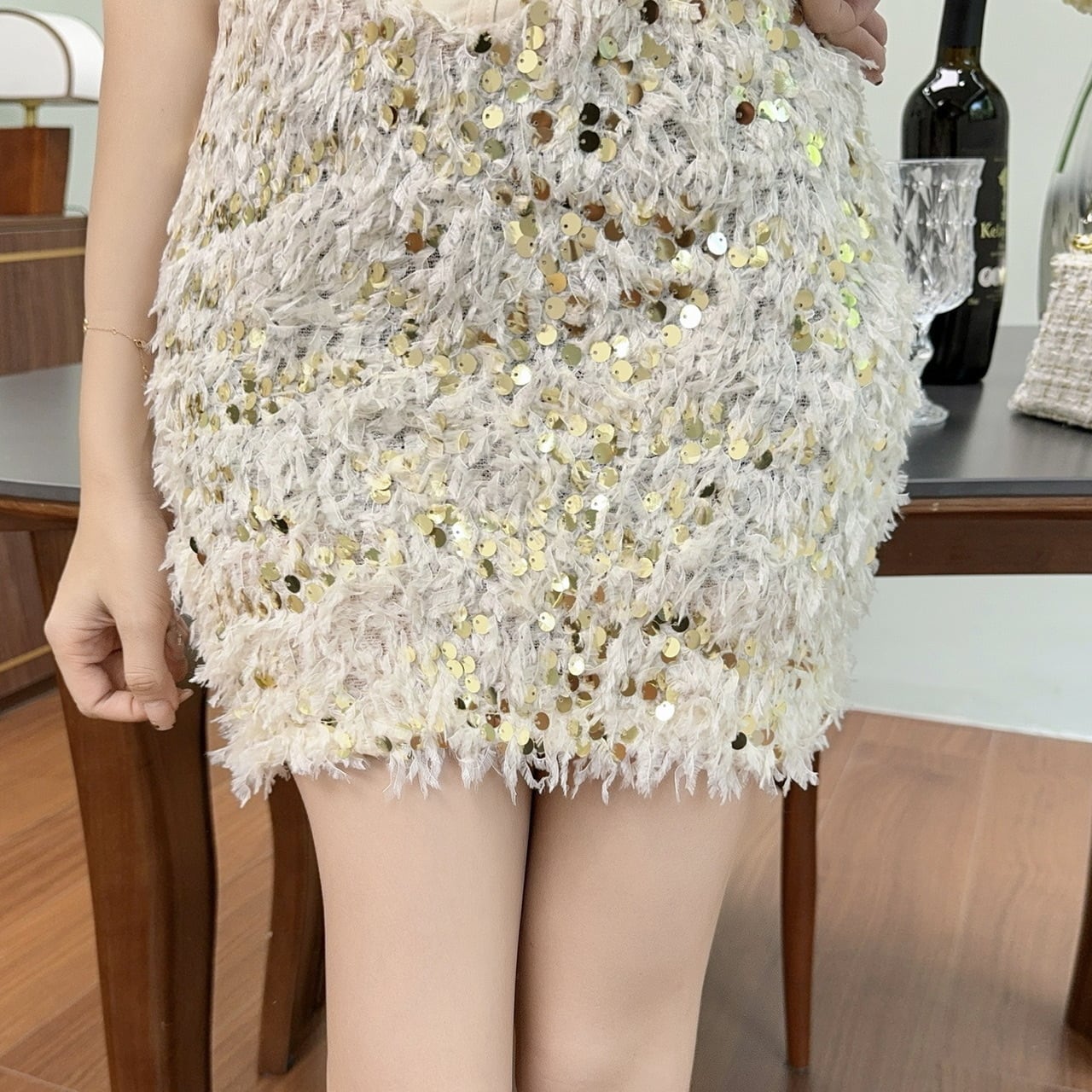 【dress】スパンコールドッキングワンピース　M29993