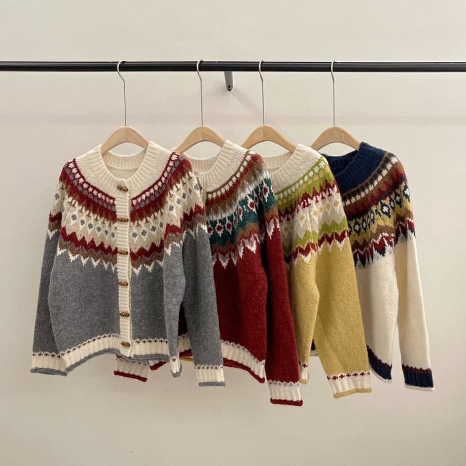 【outer】ジャカードニットカーデ　M27110