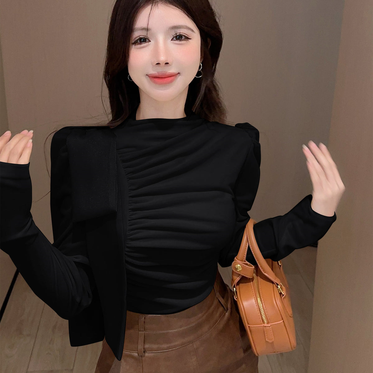 【tops】ギャザーリボン付きトップス　M28567