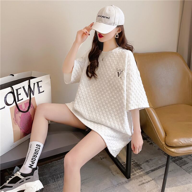 【tops】韓国ファッション半袖ラウンドネック英字柄ファッションゆったり着回しTシャツF0043