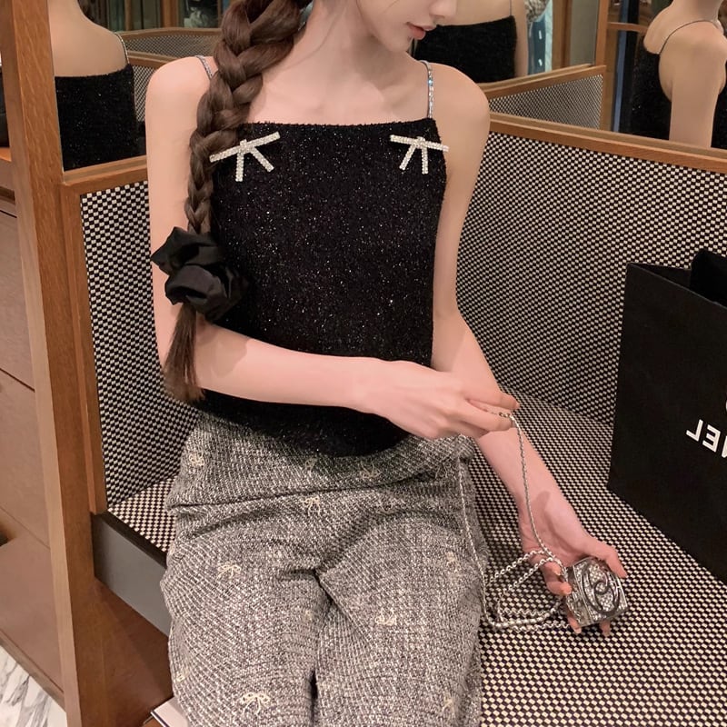 【tops】ビジューリボン付きキャミソール　M30920