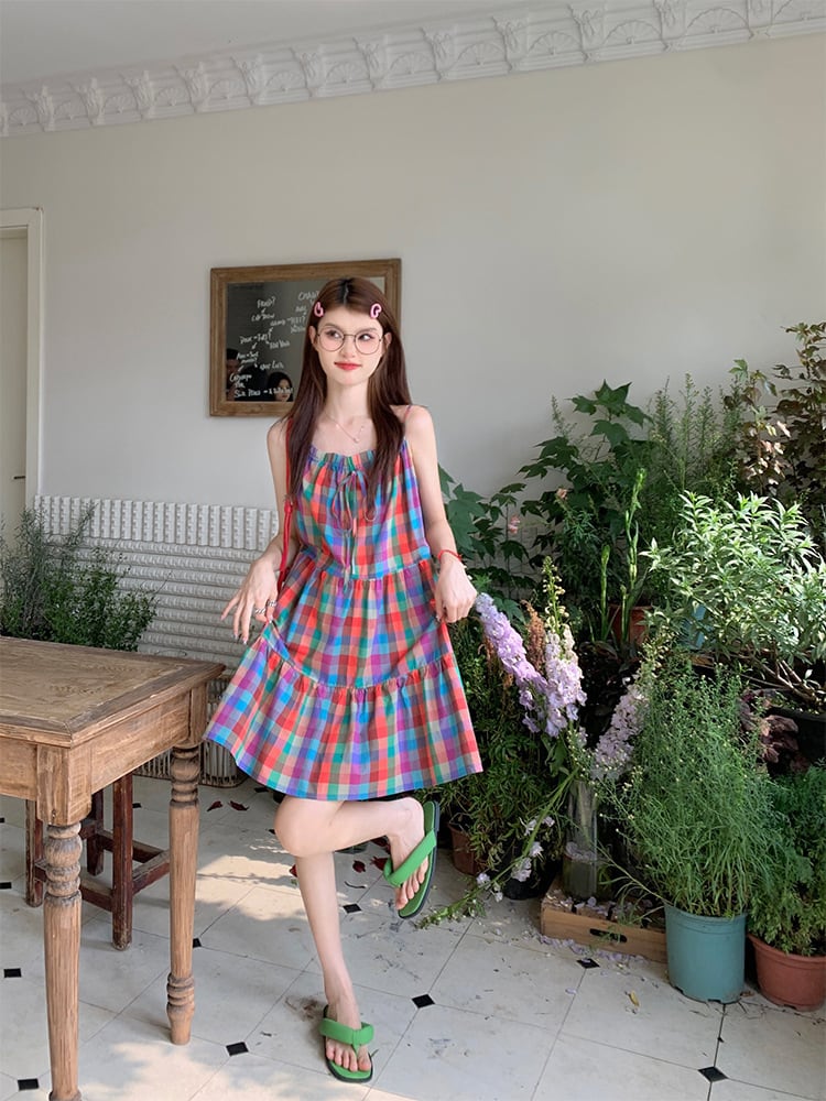 【dress】チェック柄キャミワンピース　M25035