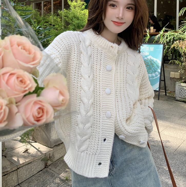 【outer】クルーネックニットカーデ　M18873