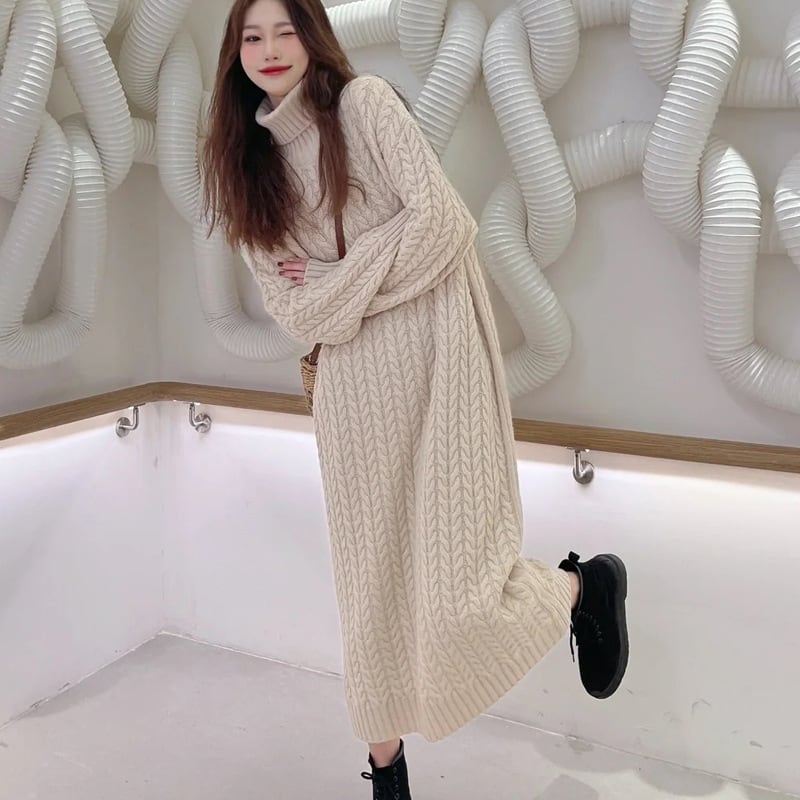 【dress】ハイネックニットワンピース　M25799