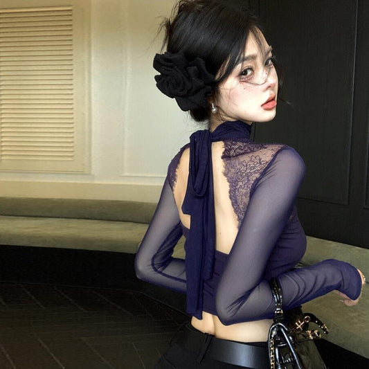 【tops】バックレス長袖TシャツG24096