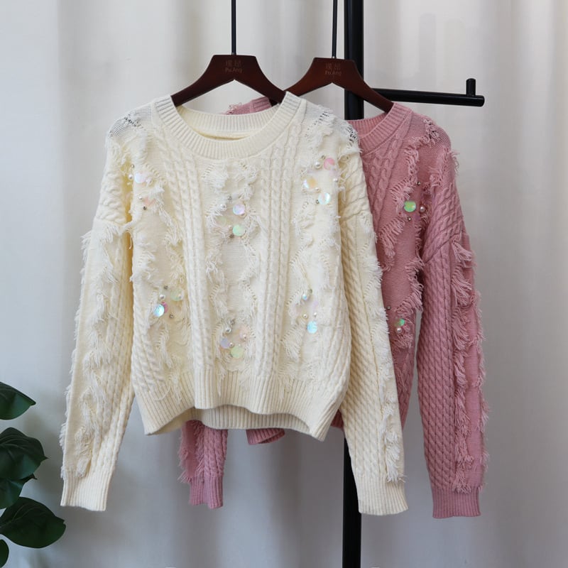 【tops】スパンコールニットセーター　M26343