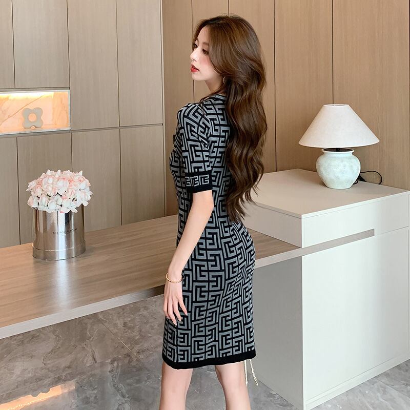 【dress】2色ラウンドネックワンピースF7283