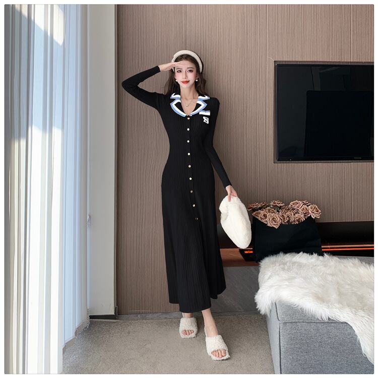 【dress】スリットニットワンピース　M28867