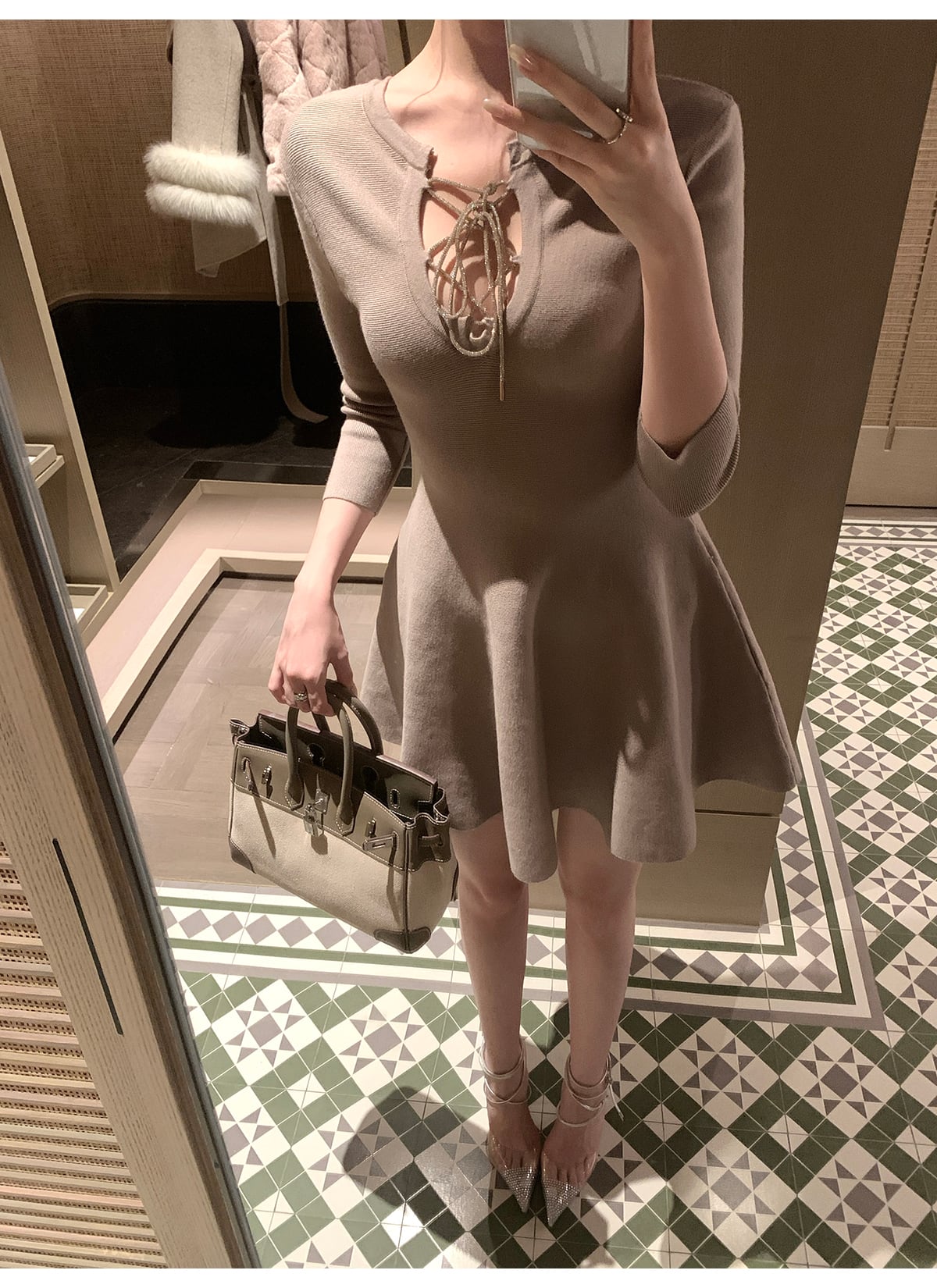 【dress】2WAYレースアップデザインミニワンピース　N3494