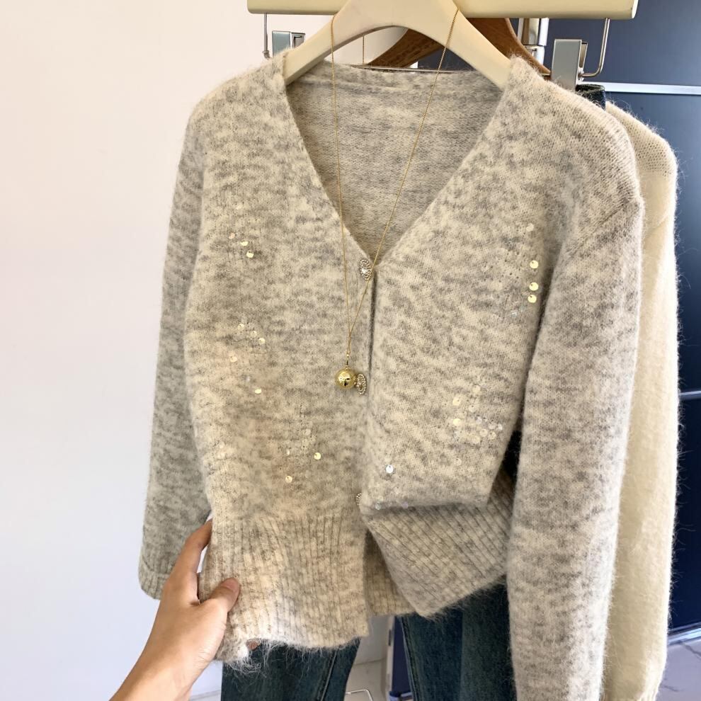 【outer】スパンコールニットカーデ　M29266