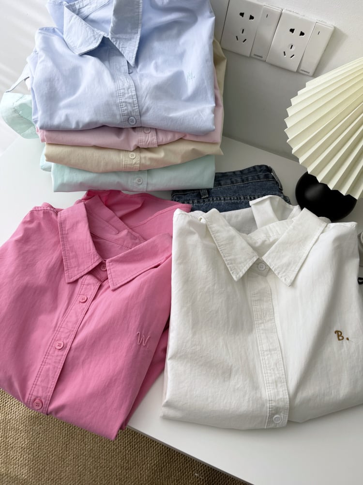 【tops】POLOネック刺繍シャツ　M29906