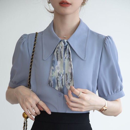 【tops】シフォンOL通勤ブラウスG21077